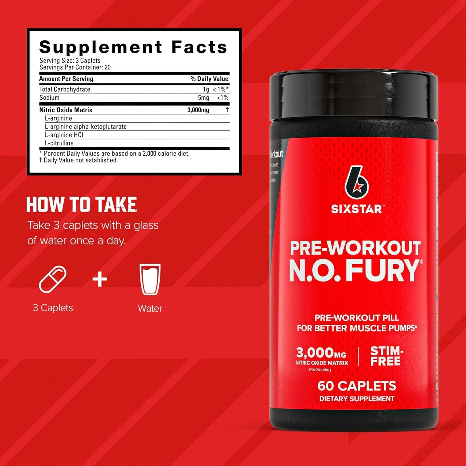 Six Star Nitric Oxide Supplements For Men & Women, Muscle Builder (60