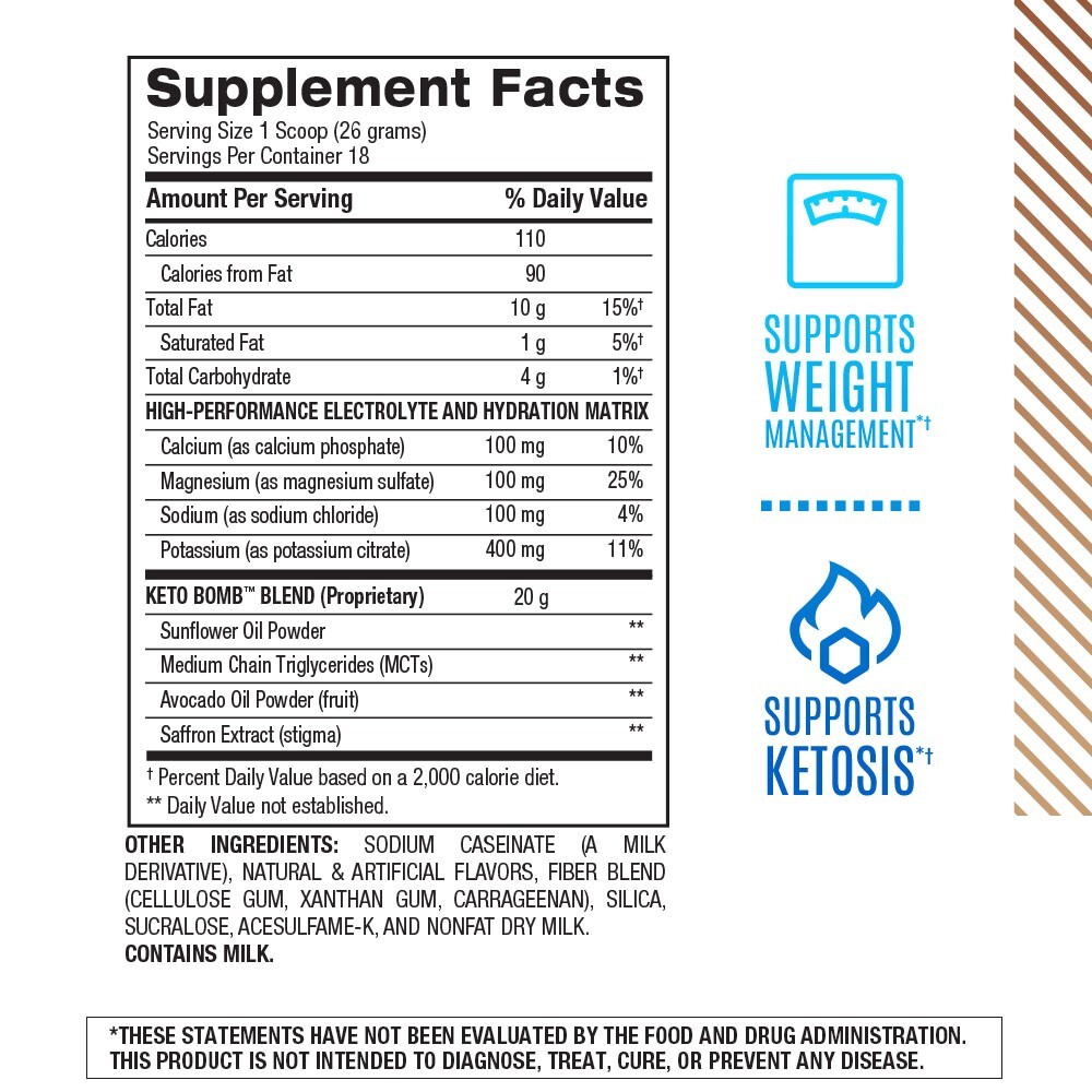 BPI Sports Keto Bomb Weight Loss Coffee Creamer, 18 srv. Caramel Macchiato