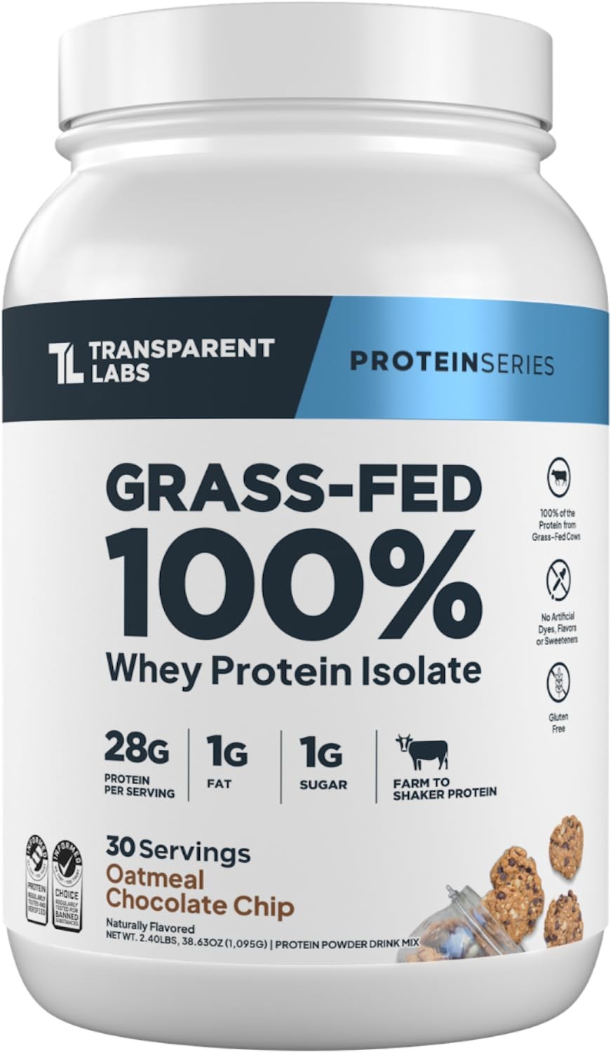 Grass-Fed Whey Protein Isolate – Naturally Flavored, Gluten Free Grassfed Whe…