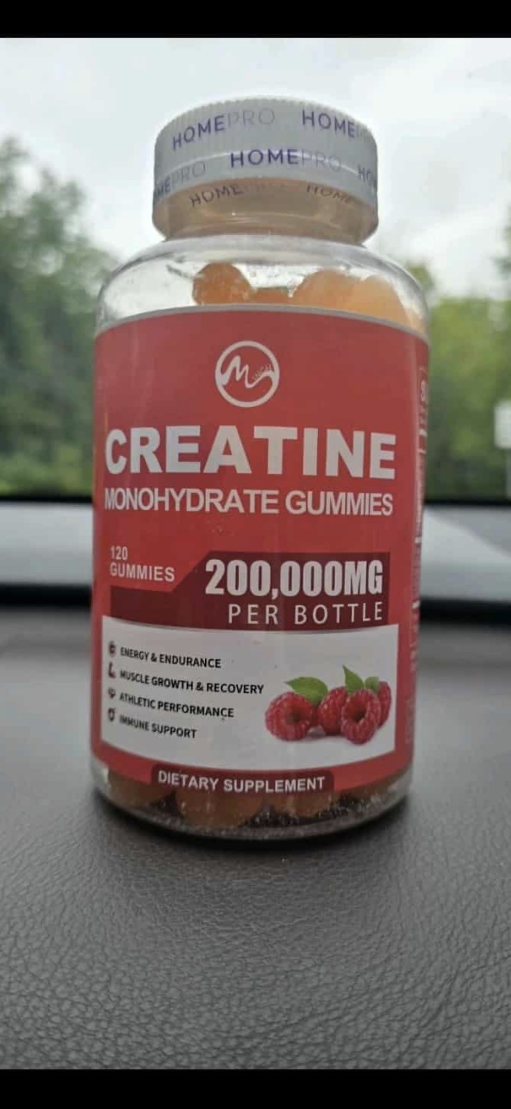 Creatine Monohydrate Gummies 200000mg with Taurine 500mg L-Glutamine,Berry-120ps