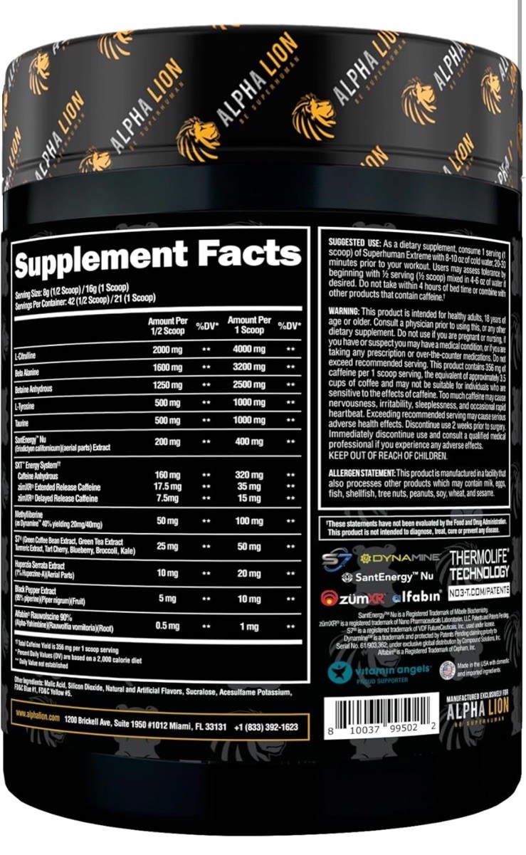 ALPHA LION SUPERHUMAN (BURN) Hulk Juice 2-IN-1 FAT BURNING PREWORKOUT NEW FLAVOR