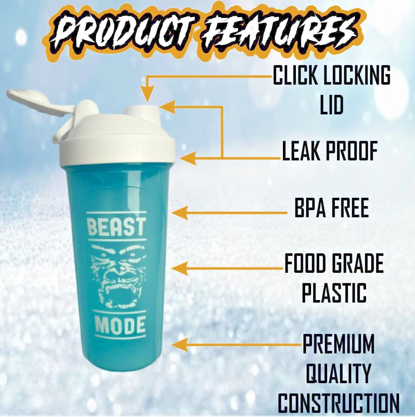 GYM SHAKER BOTTLE , PROTEIN SHAKER BOTTLE , GYM SHAKER 700ML CAPACITY , BPA FREE