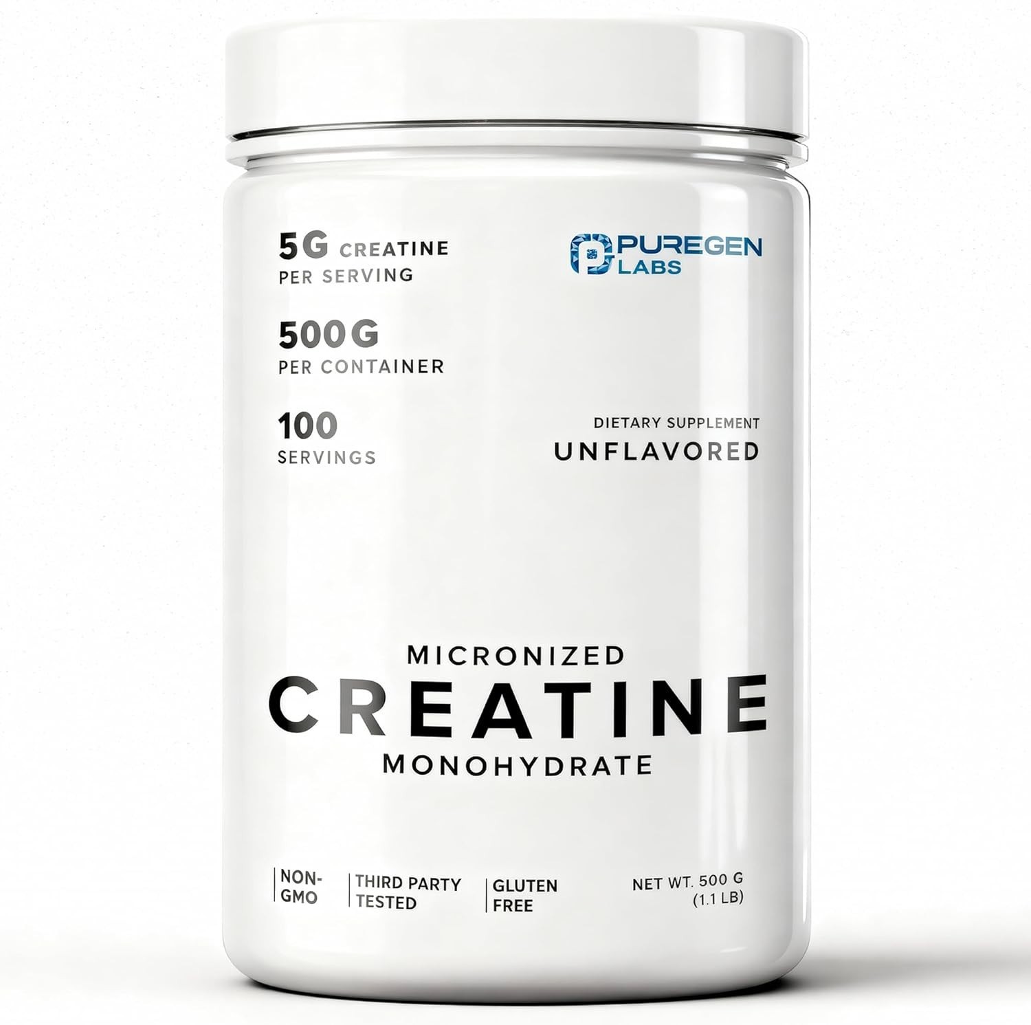 Puregen Labs Micronized Creatine Monohydrate Powder 500g Exp 12/27