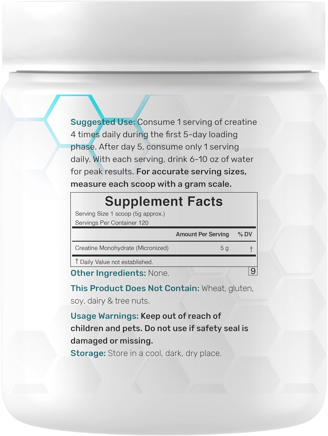 Creatine Monohydrate Powder 600 Grams (1.32Lb), Unflavored | Pure | Micronized