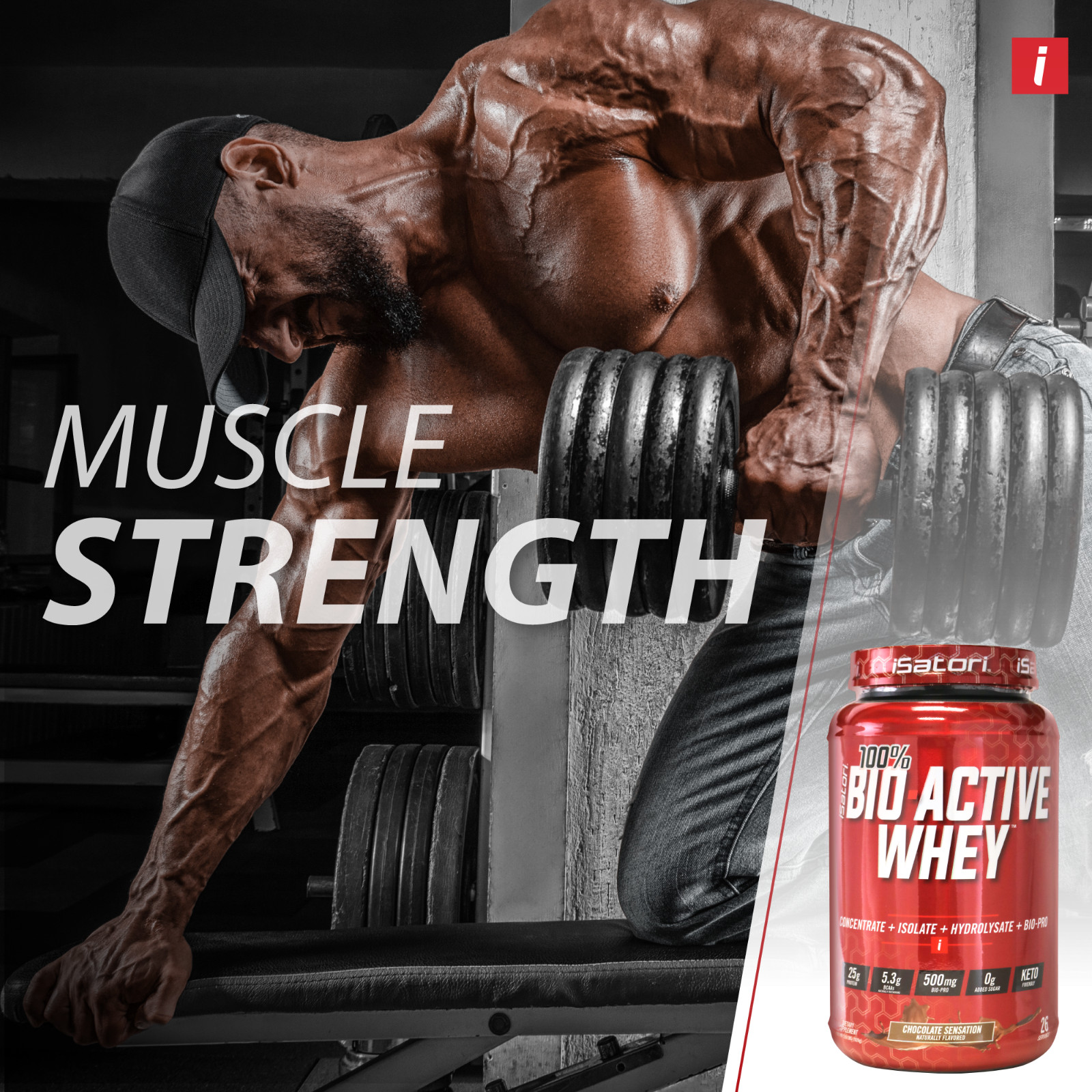 100% BIO-ACTIVE WHEY PROTEIN for Strength-Muscle-Recovery – Choc / 26 Servings