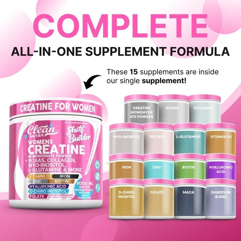 2 Pack Creatine Monohydrate for Women BCAA Collagen Biotin Skin Hair