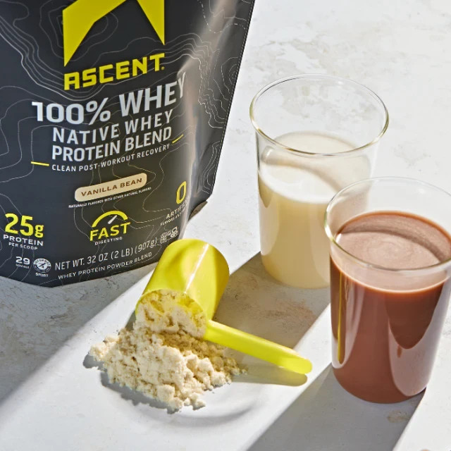 Ascent 100% whey Protein Powder Vanilla 2 lb | 29 Servings | 25g Whey Protein |