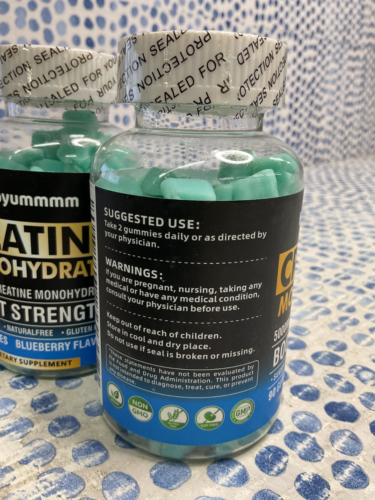 Happyummmm Creatine Monohydrate Gummies 5000mg Boost Strength Blueberry EX 10/26