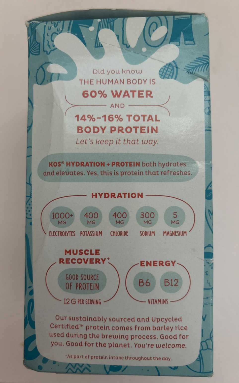 Kos Hydration Protein Nature Powered Drink Mix Tropical Electrolytes 7 Packets