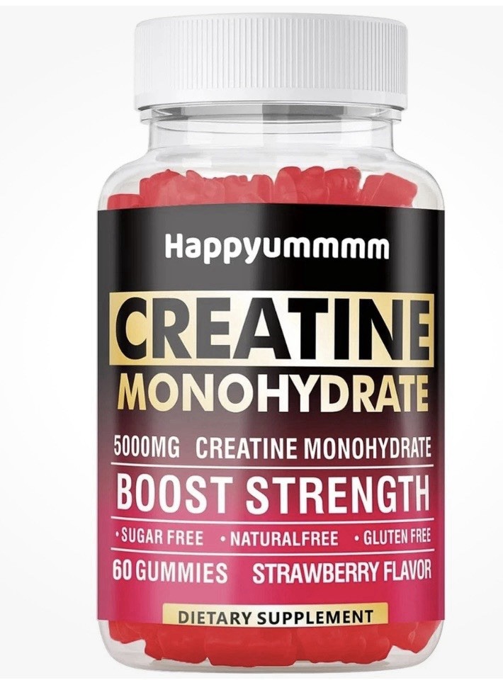 Happyyummmm Creatine Monohydrate 5000mg 90 Gummies Strawberry Sugar-Free