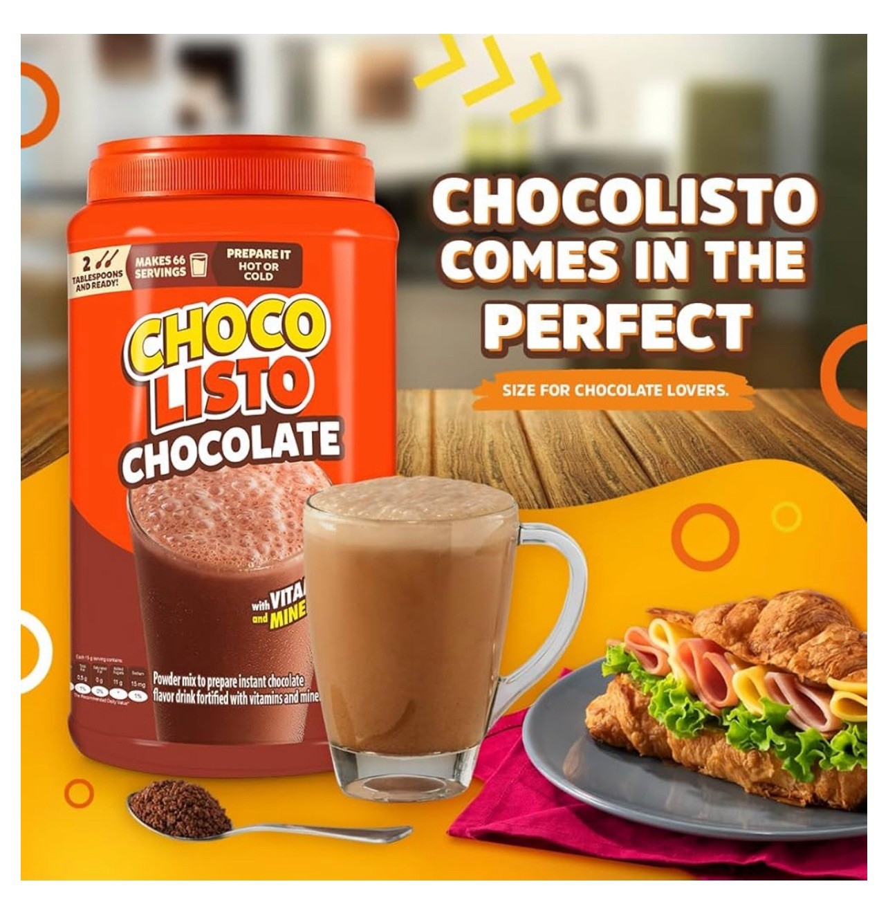 Chocolisto Instant Chocolate Drink, Beverage with Vitamins and Minerals 35.2 oz