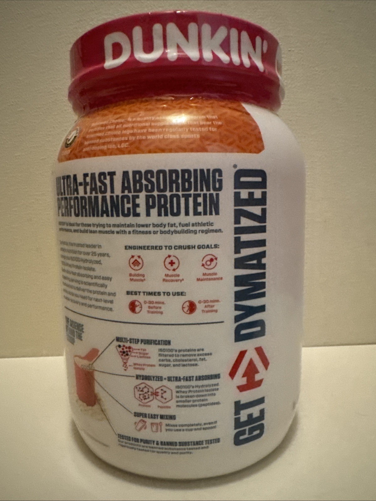 Dymatize ISO100 Hydrolyzed Dunkin Glazed Donut 1.34 Lbs 20 Servings Best Deal !!