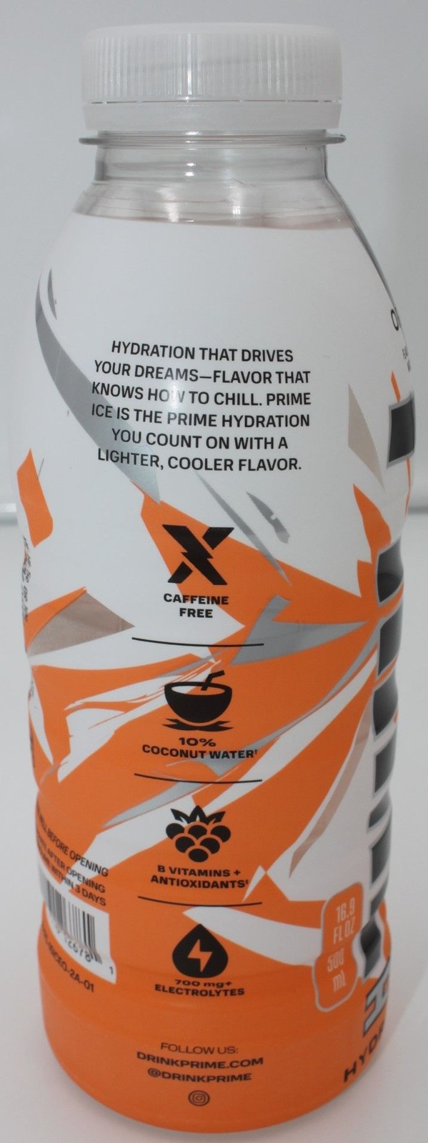 Prime ICE Hydration Drink 2-PACK – Orange – 2 x 16.9 oz Electrolytes B Vitamins