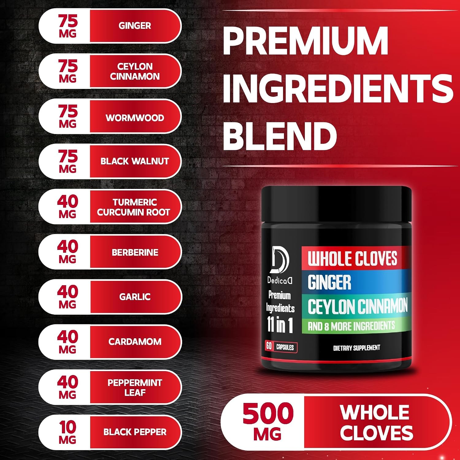 DEDICAD 11in1 Cloves Supplement with Ginger, Ceylon Cinnamon and 8 Other More –