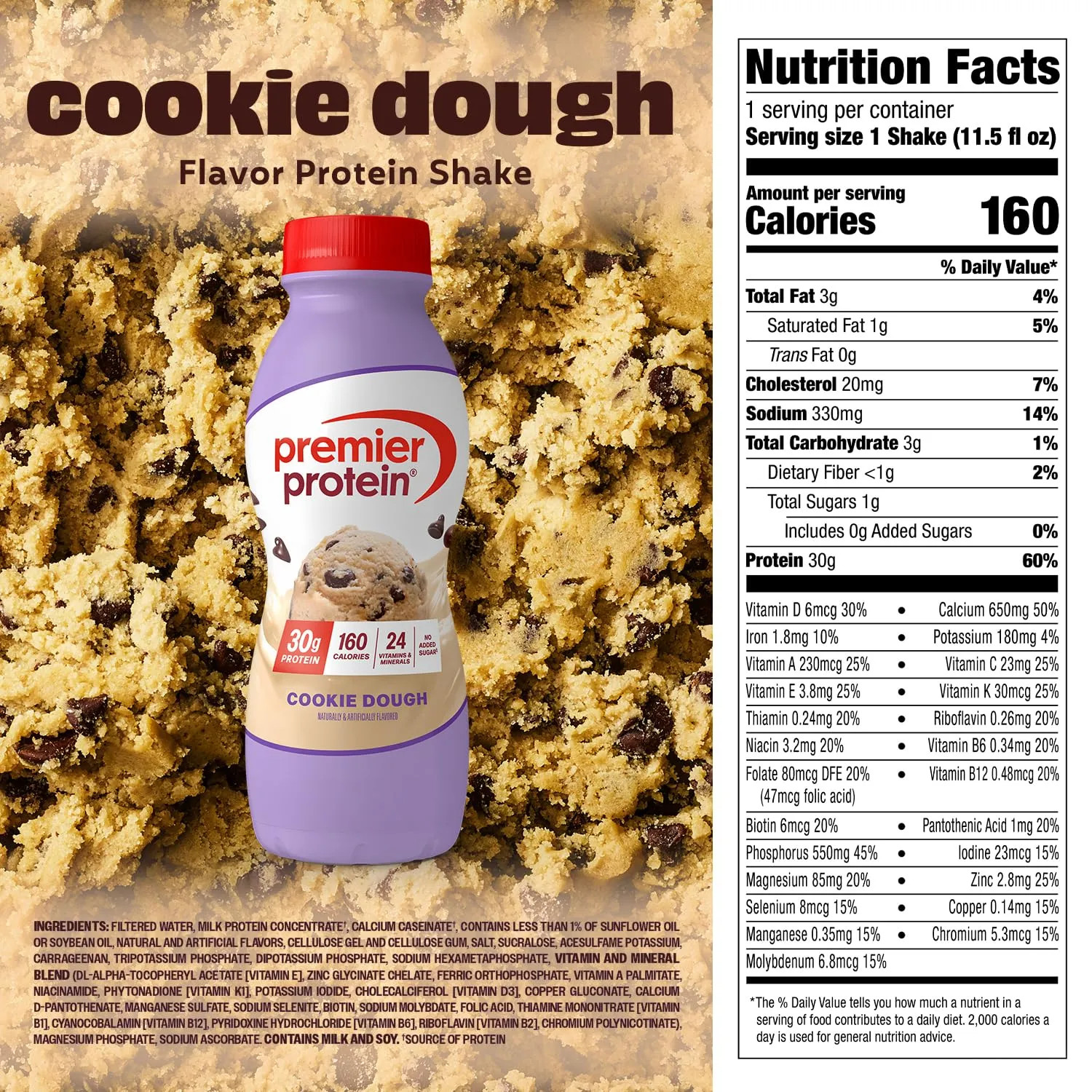 Premier Protein Cookie Dough High Protein Shake 11.5 Fl Oz PACK OF 36