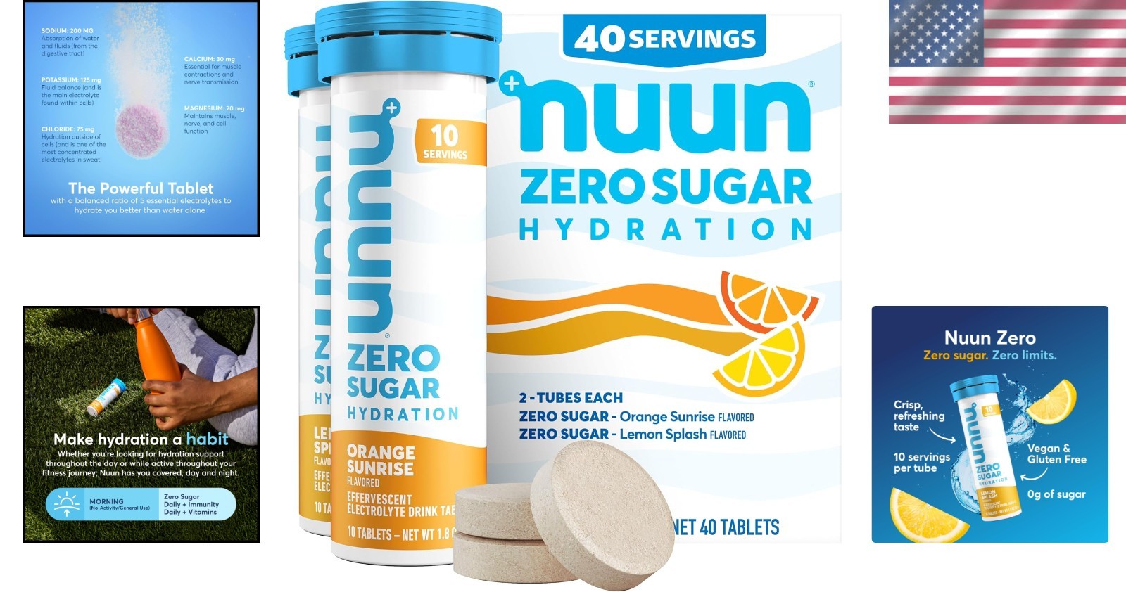 40 Servings of Sugar-Free Electrolyte Tablets for Refreshing Hydration |