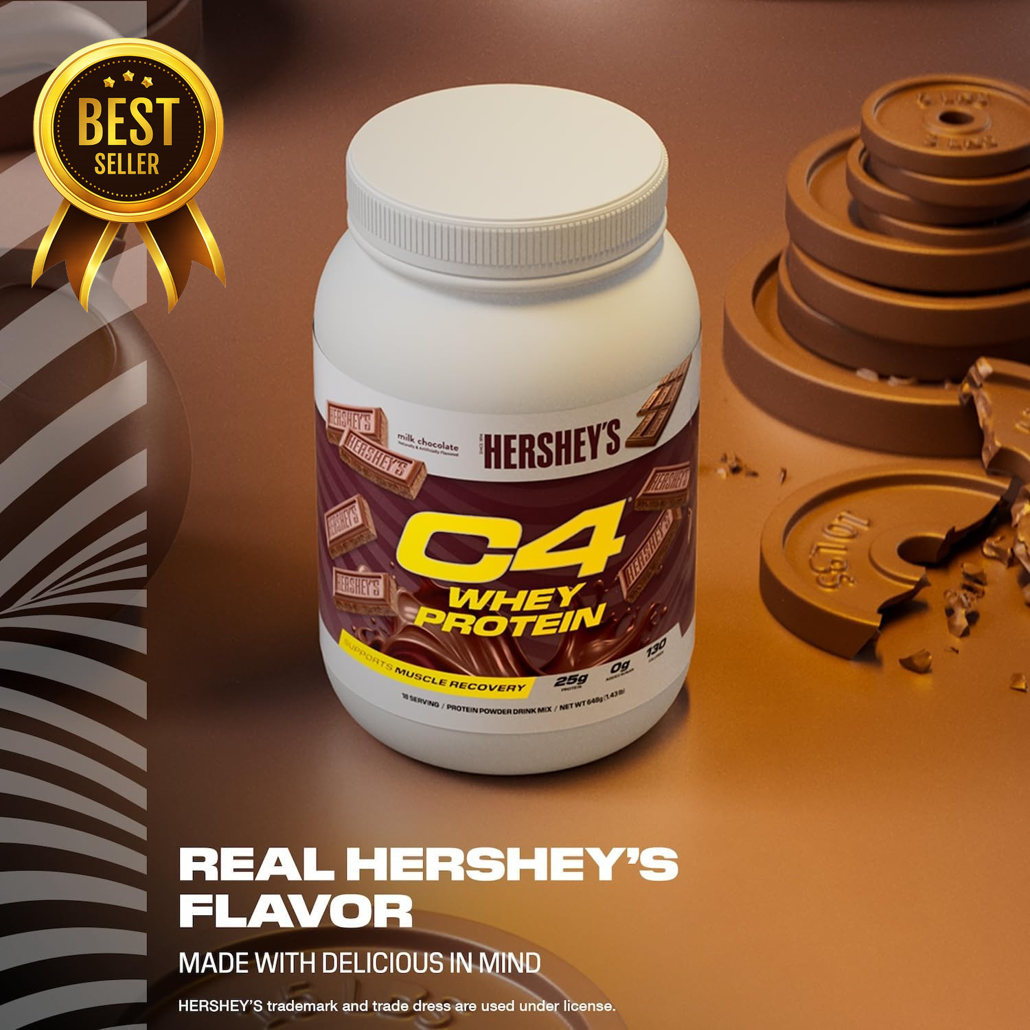 Whey Protein Powder Hershey’s Chocolate 25g Protein 0g Added Sugar Post Workout