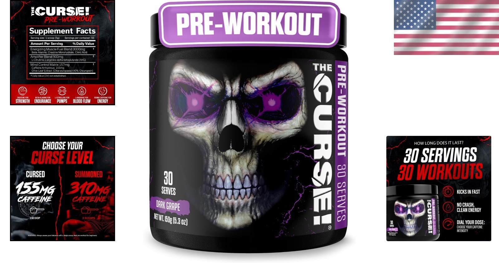 Powerful Dark Grape Pre Workout Powder – Boost Strength & Focus – 30 Servings