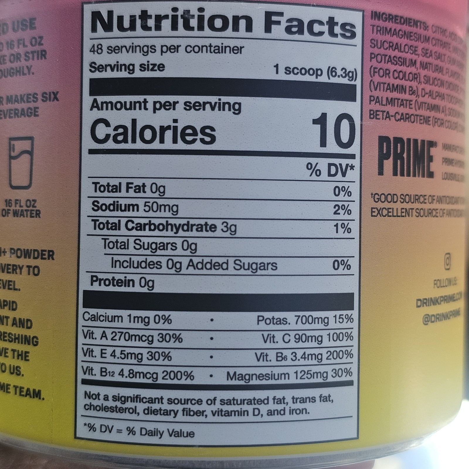 PRIME Hydration+ Powder Strawberry Banana 48 Servings Sealed Makes 6 Gallons