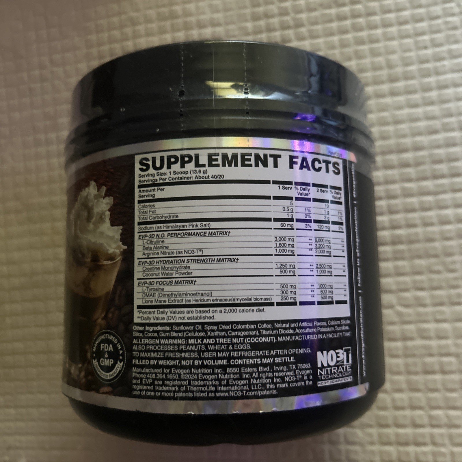 Evogen EVP 3D Powder ~ Iced Mocha Coffee ~ 19.2 oz ~ Exp 02/2027 ~ Sealed
