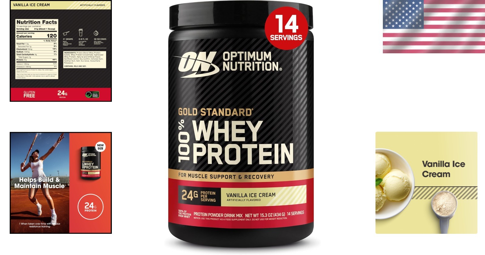 Gold Standard Whey Protein 1 Pound Tub – Creamy Vanilla Ice Cream Delight
