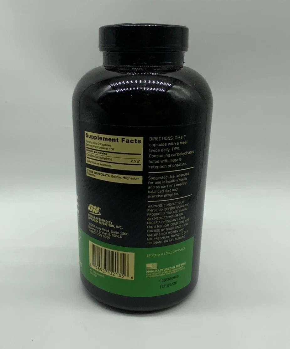 Optimum Nutrition Creatine Monohydrate 300 Caps 2500mg Micronized Pure
