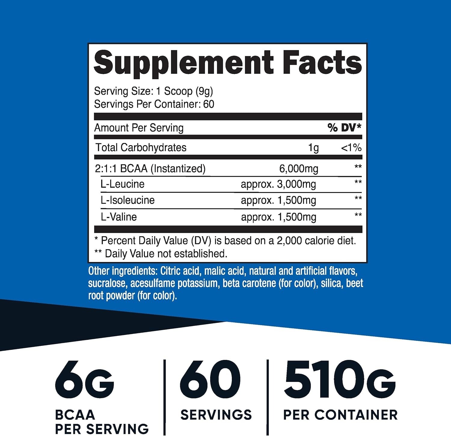 BCAA Powder – Orange Mango Flavor, 60 Servings – Gluten Free & Non-GMO