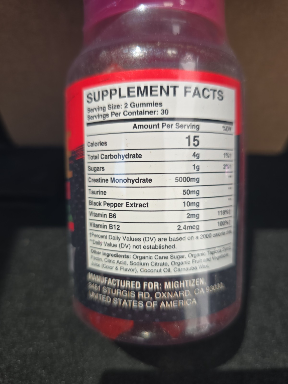 Mightizen Creatine Monohydrate Gummies Quantity 60 Exp 02/27