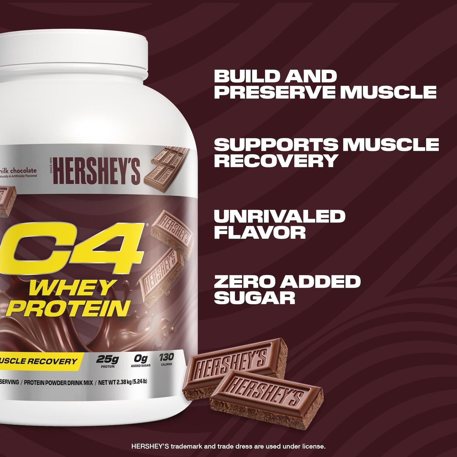 C4 Whey Protein Powder, Hershey’s Chocolate 25g Protein, 0g Added Sugar, 130…