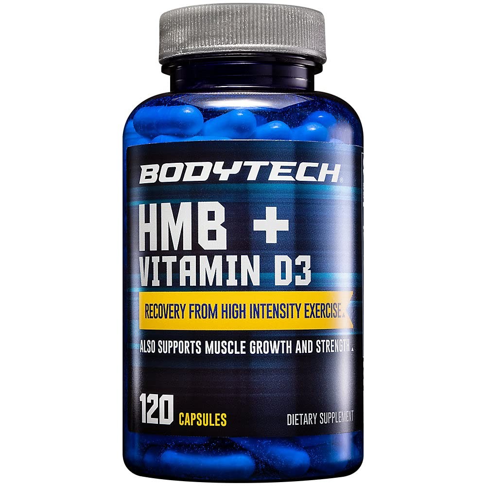 BodyTech HMB + Vitamin D3 – Supports Muscle 120 Count (Pack of 1), No Color