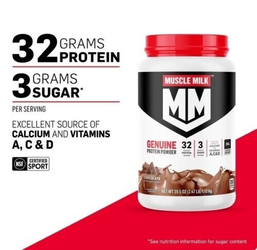 Muscle Milk – Genuine Protein Powder – Chocolate – 1.93 Pound – 12 Servings