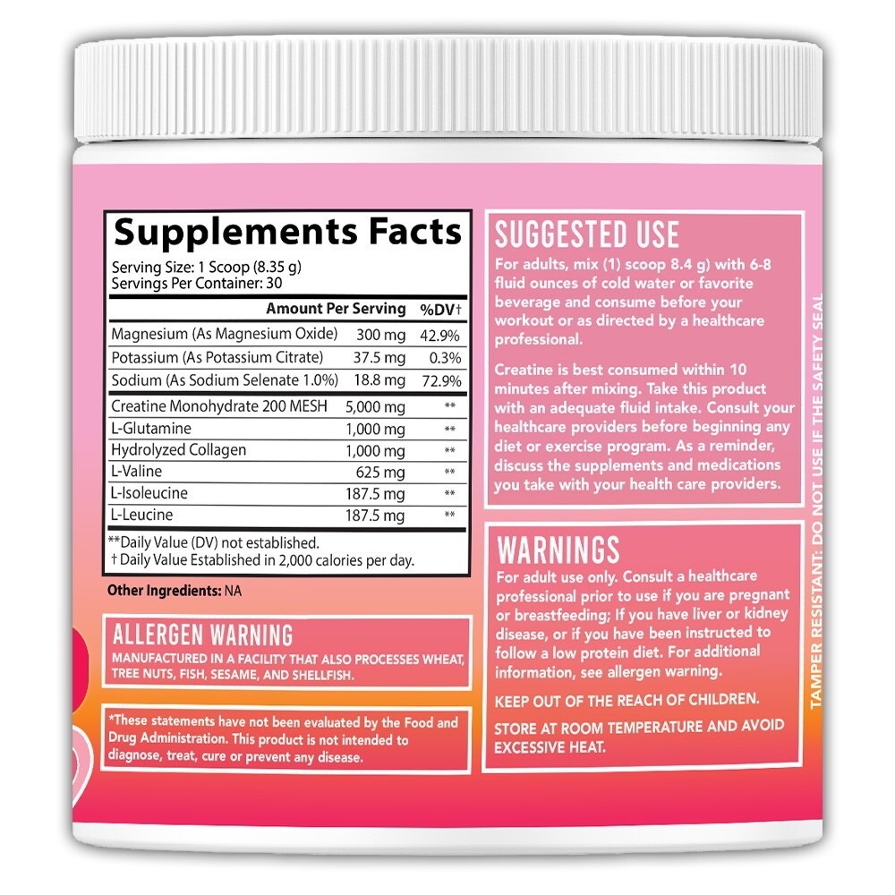 Better Booty BBL Powder Creatine for Women Glute Builder w Collagen BCAA’s Drink