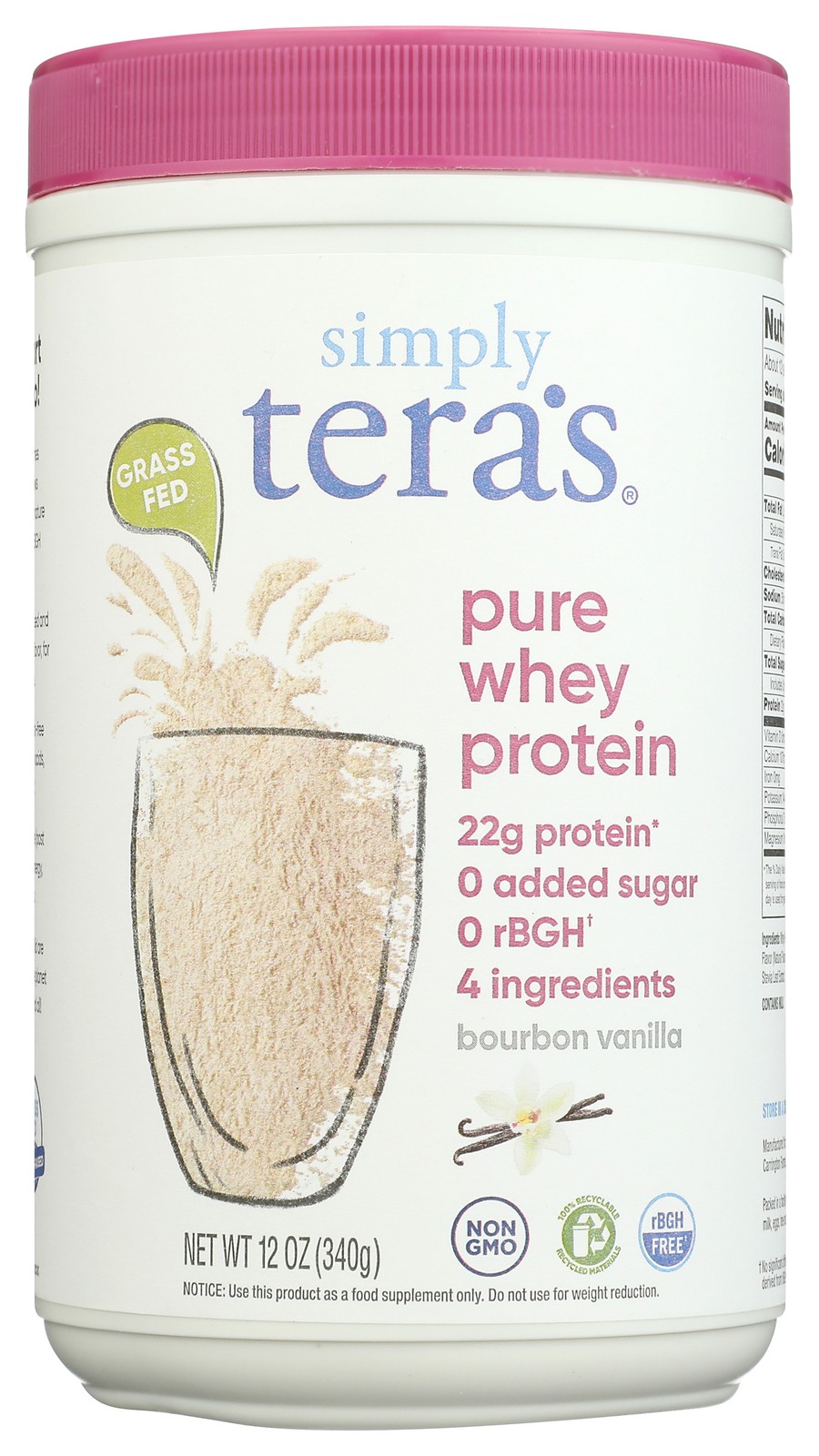Simply Tera’S Pure Whey Protein Bourbon Vanilla 12 Oz 2 Pack