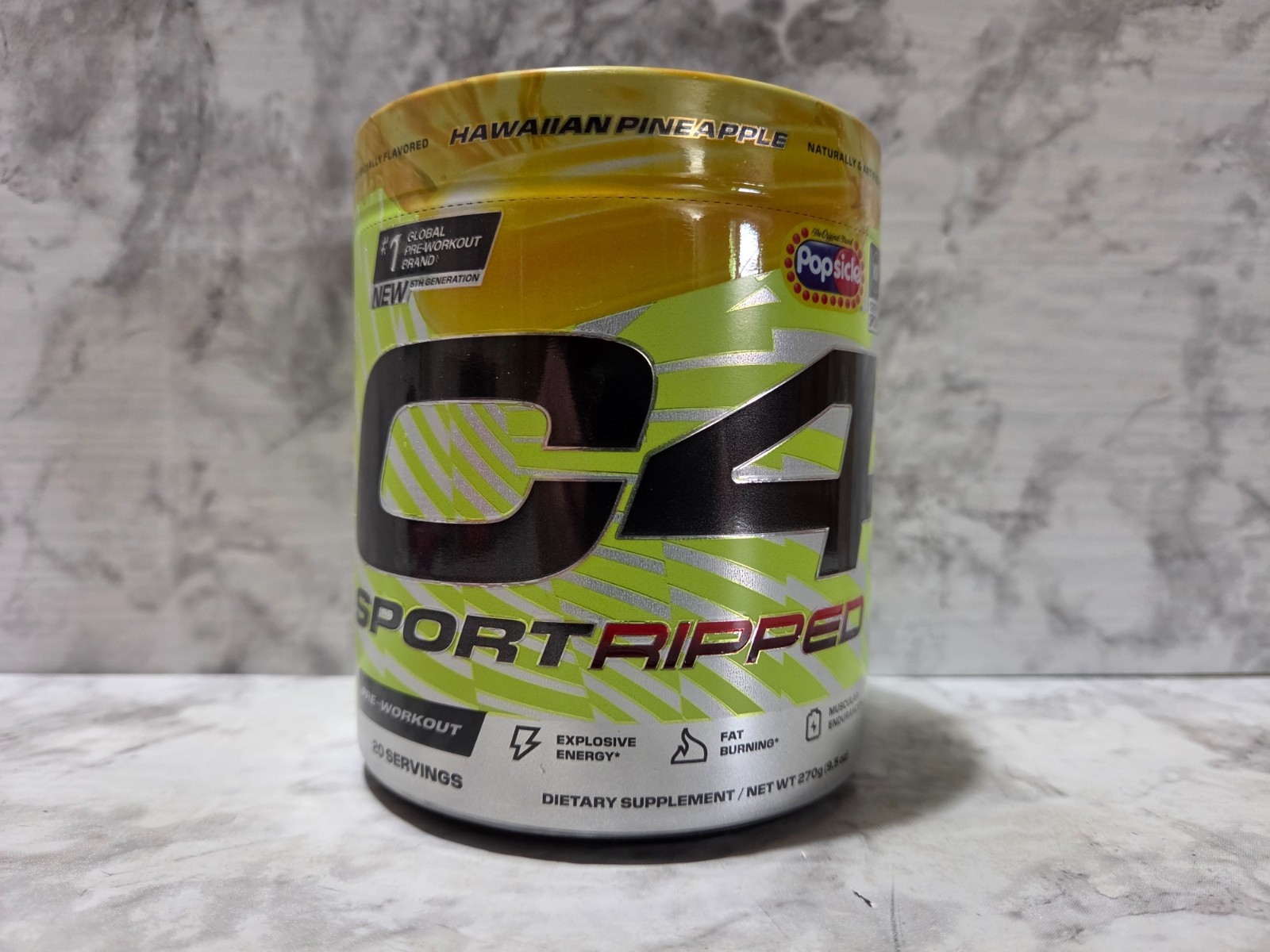 C4 Sport Ripped Pre-Workout Popsicle Hawaiian Pineapple 9.5 OZ OZ 10/2026