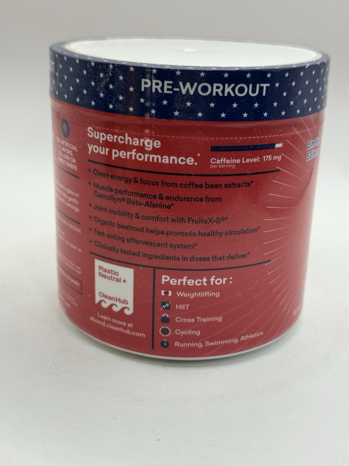 EBOOST POW Natural Pre Workout Powder – 20 Servings – Patriot Pop – Pre Worko
