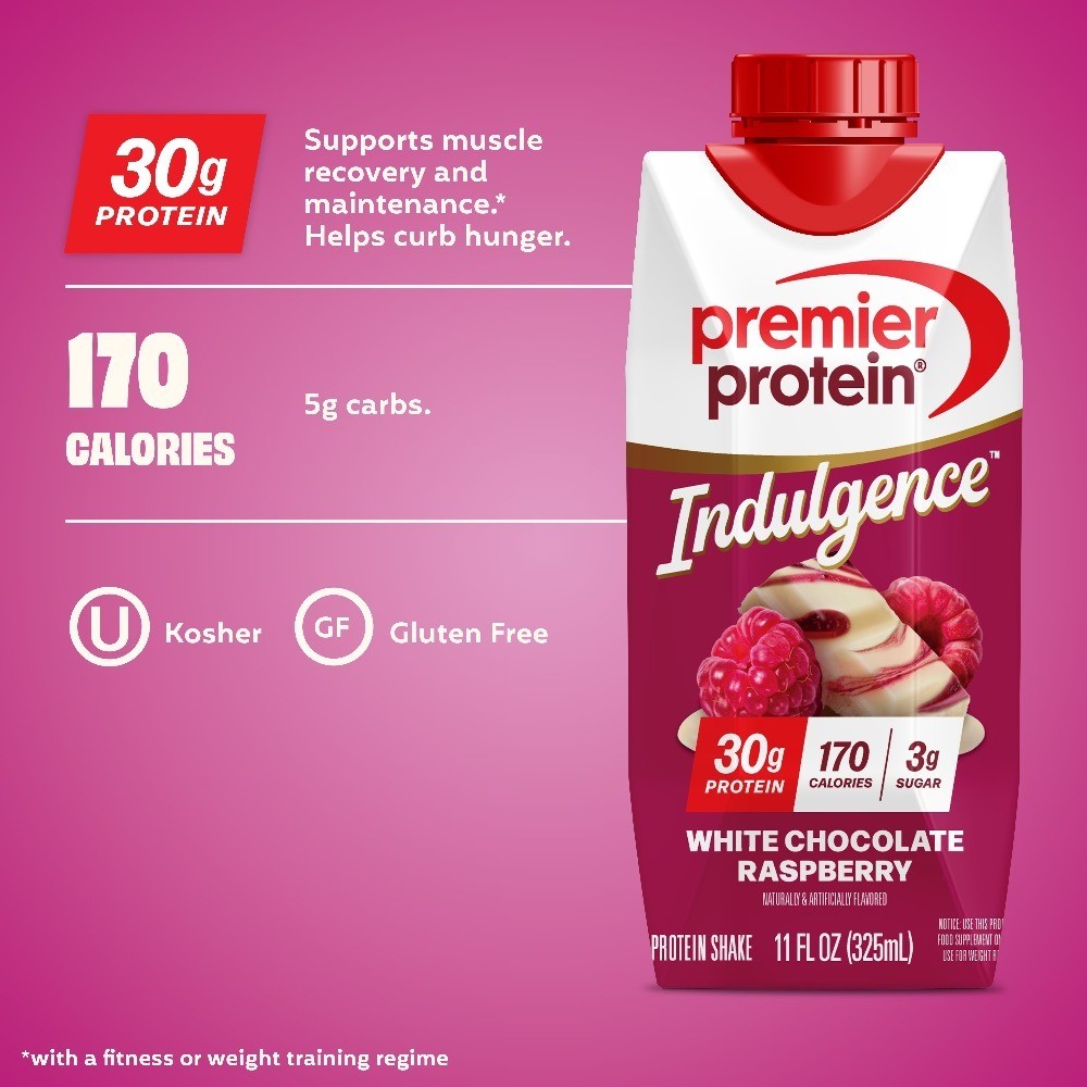 Indulgence Protein Shake, White Chocolate Raspberry, 30g Protein, 11 fl oz, 4