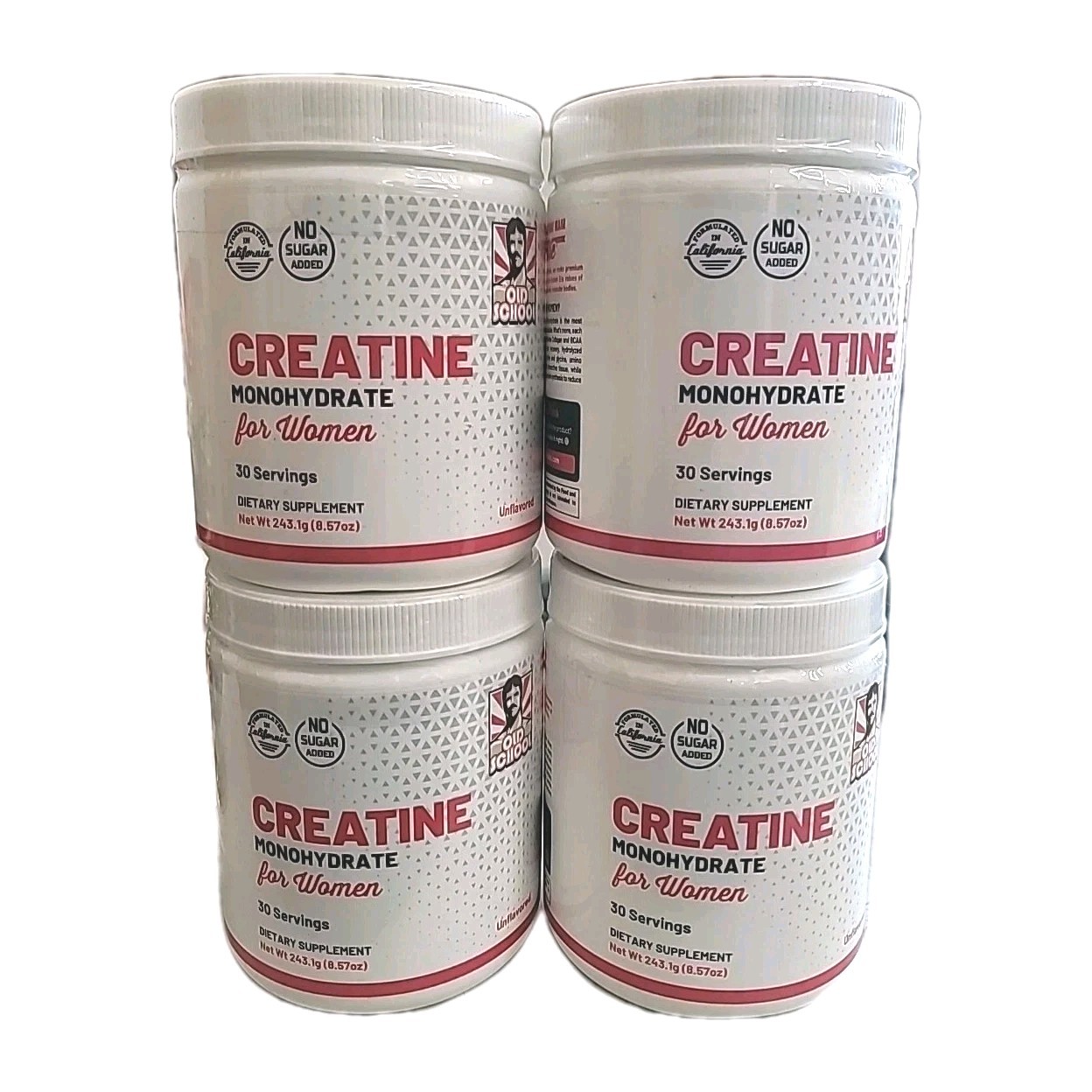 4 pack Old School Labs Creatine Monohydrate For Women Collagen BCAA 30 Servings