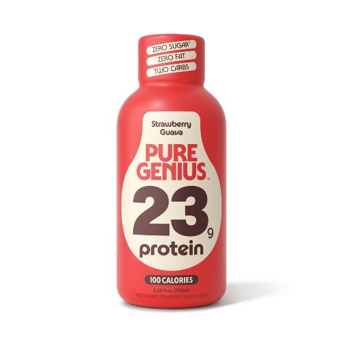 Pure Genius Liquid Protein Shot – Strawberry Guava – 3.38 floz/4pk