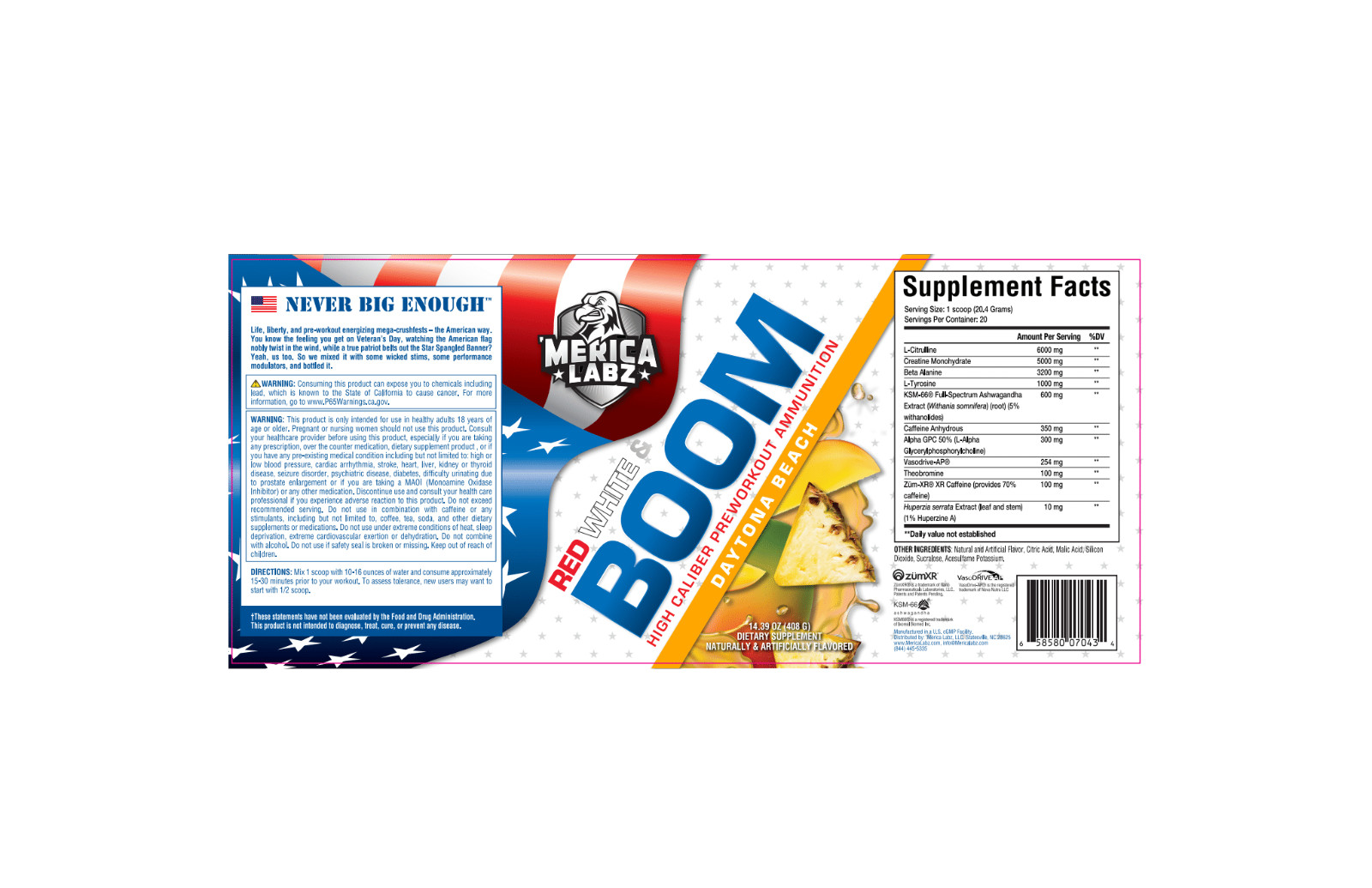 ‘Merica Labz RED WHITE & BOOM | High Caliber | FOCUS – ALL Flavors PREWORKOUT