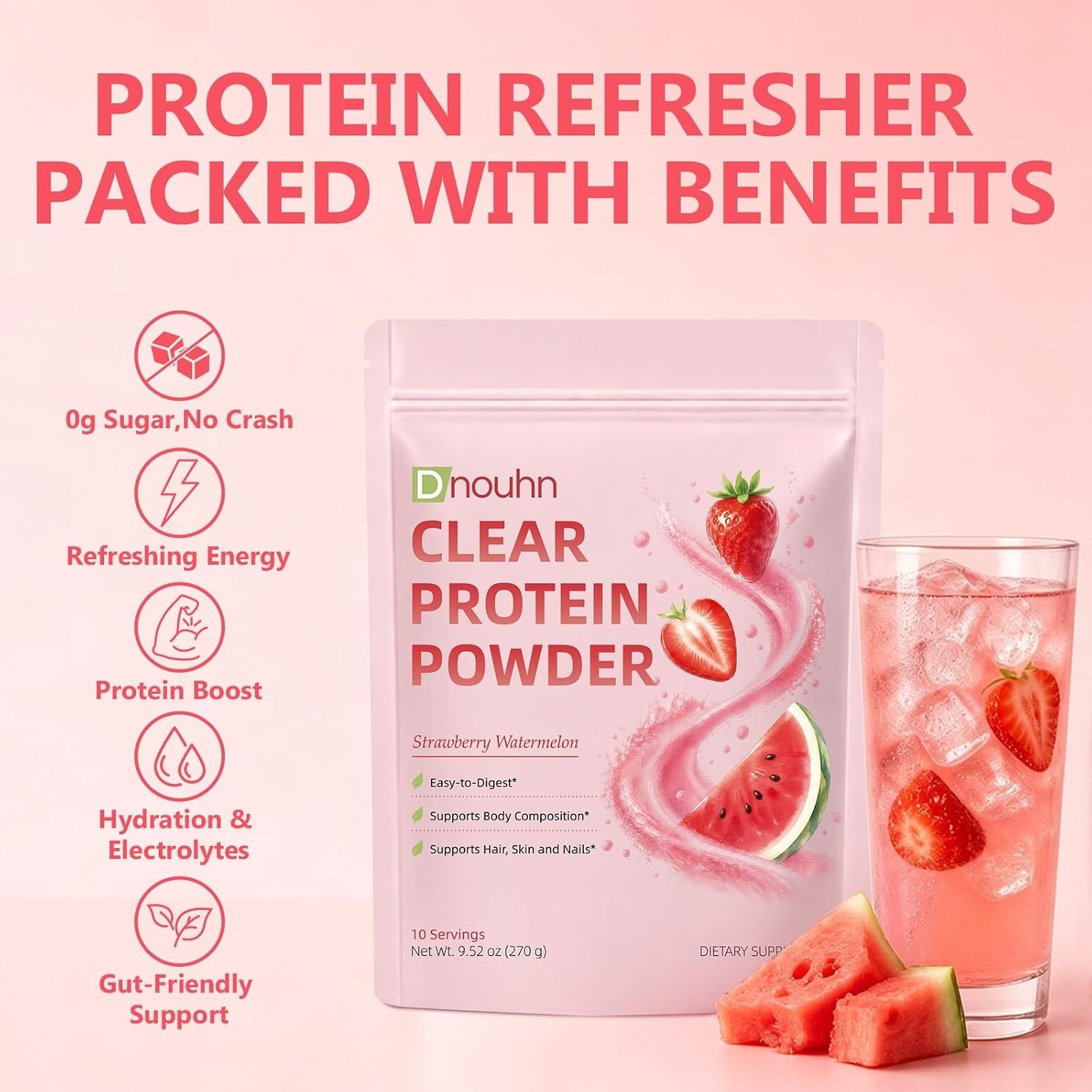 Clear Protein, Whey Protein Isolate with Collagen Peptides and Digestive Enzy…