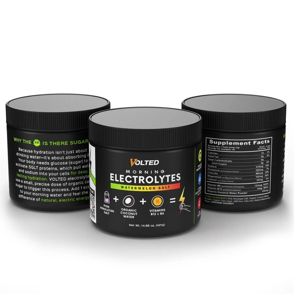 Premium Electrolyte Powder Morning Hydration Organic Pink Himalayan Salt Non-GMO
