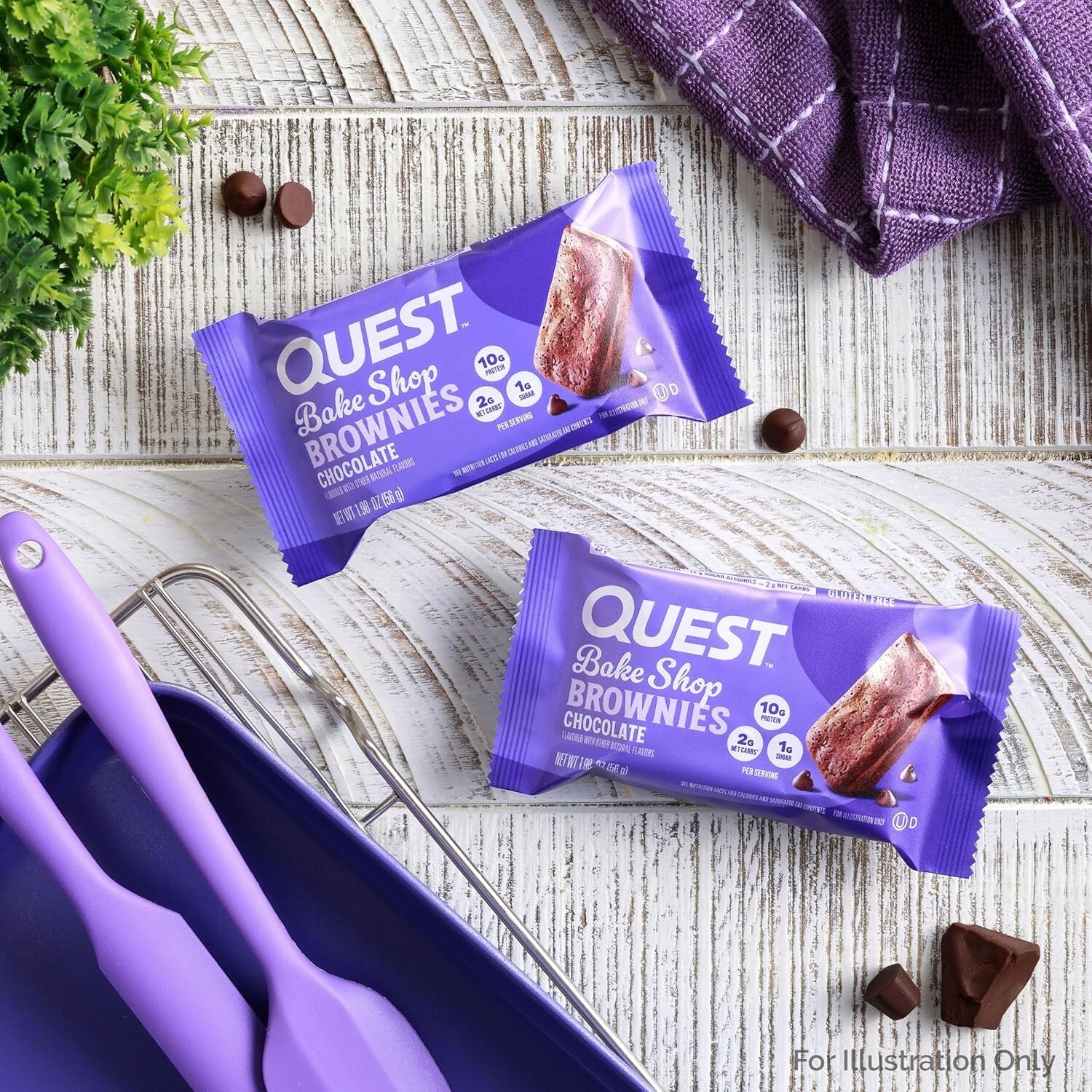 Quest Bake Shop Chocolate Brownies – 10g Protein, 2g Carbs, 1g Sugar, 10 Count