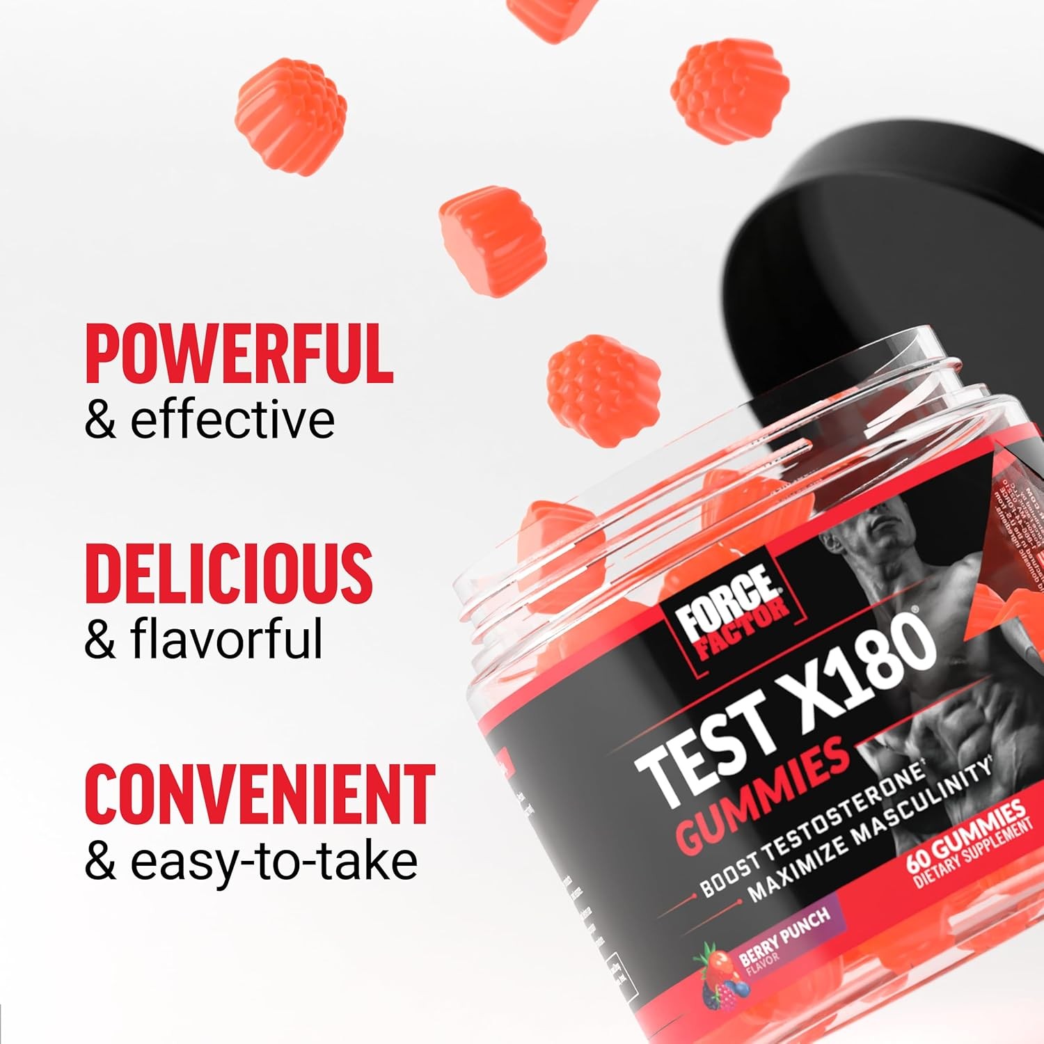 Force Factor Test X180 Gummies Testosterone Booster for 60 Count (Pack of 1)