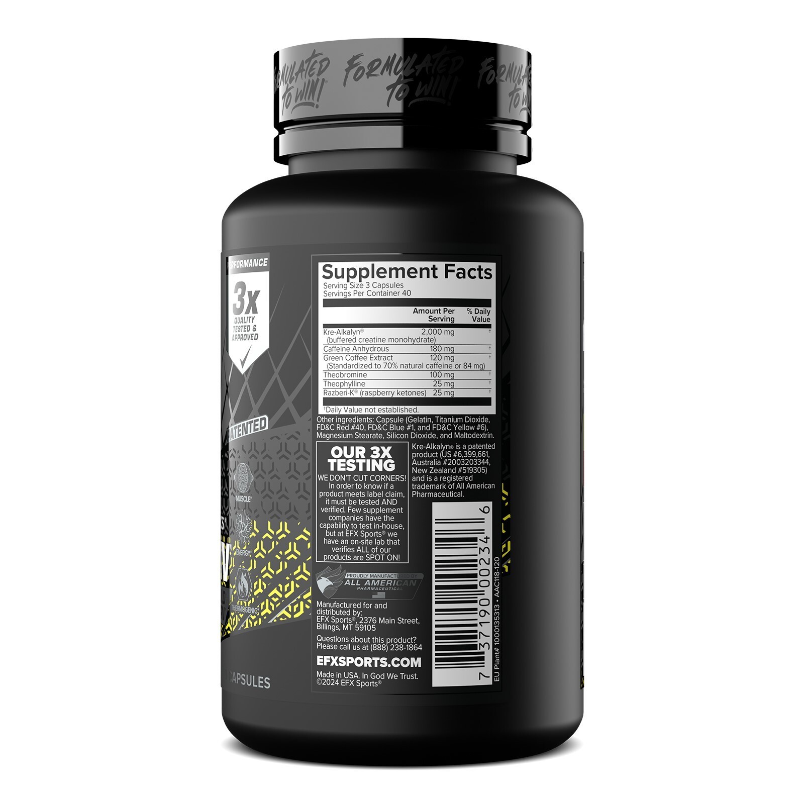 EFX KRE ALKALYN HARDCORE Creatine Thermogenic Fat Loss Energy 120 Capsules