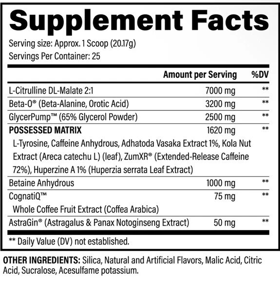 BZRK Pre Workout Black Magic Supply 25 Serving, Lemon Raz Icy Energy And Focus