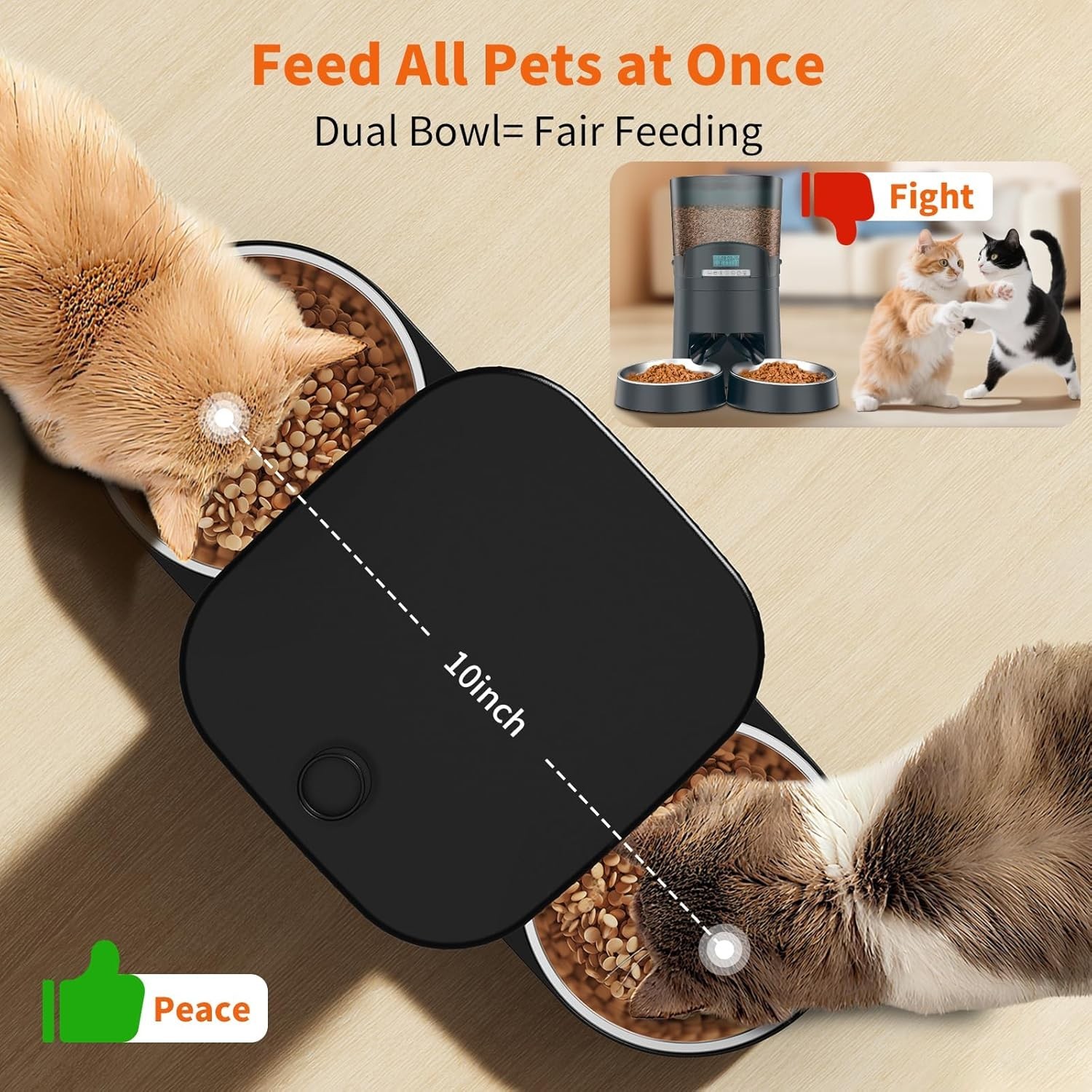 HoneyGuaridan Automatic Cat Feeder for 2 Cats,3.5L Dual Cat Food Dispenser, 2.4G