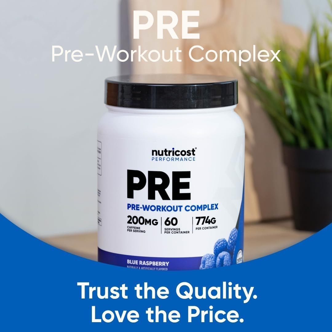 Delicious Blue Raspberry Pre-Workout Supplement – 32oz, 60 Servings, Gluten Free