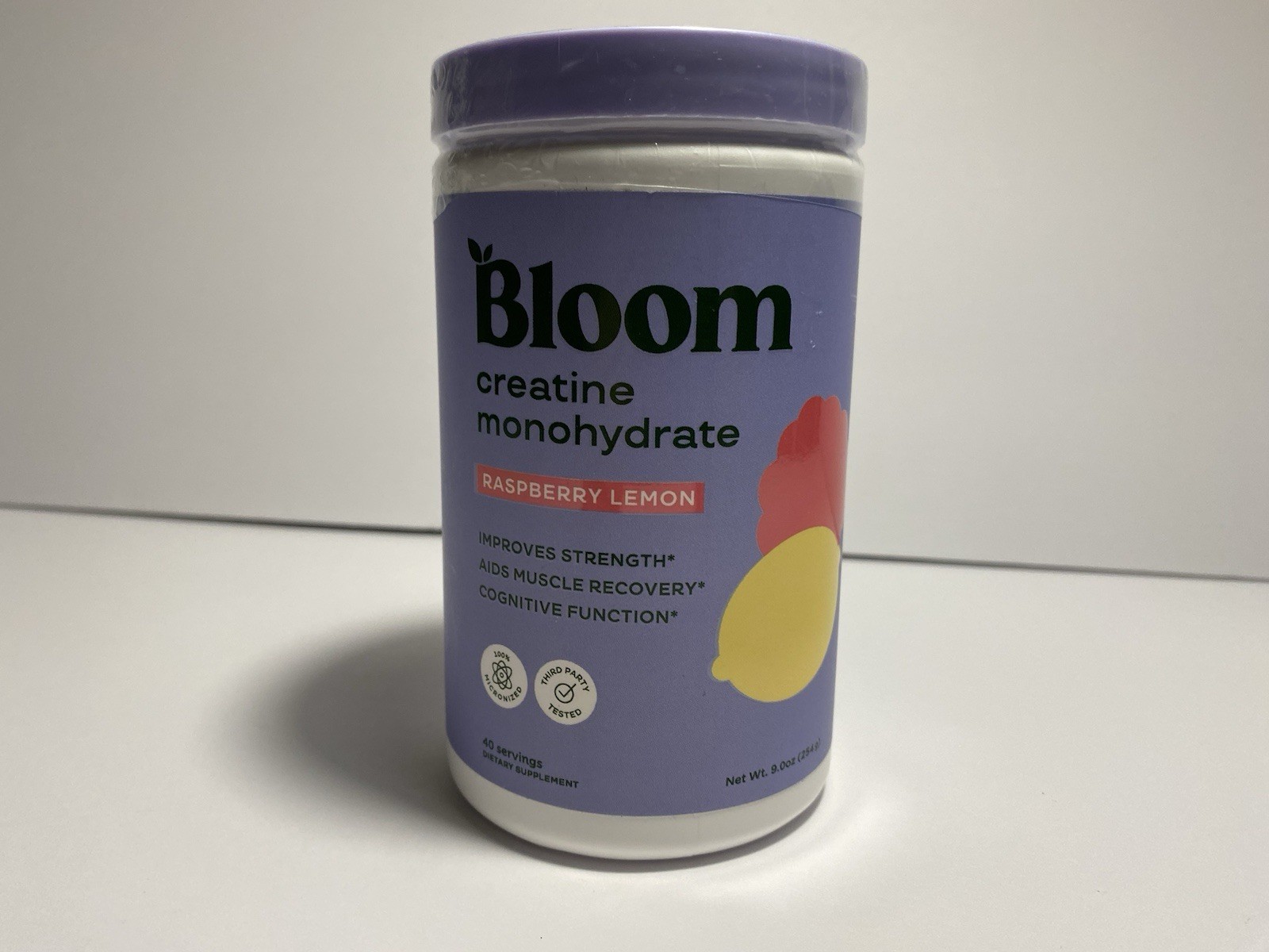 Bloom Nutrition Creatine Monohydrate Powder, Raspberry Lemon Flavor, 40 Servings