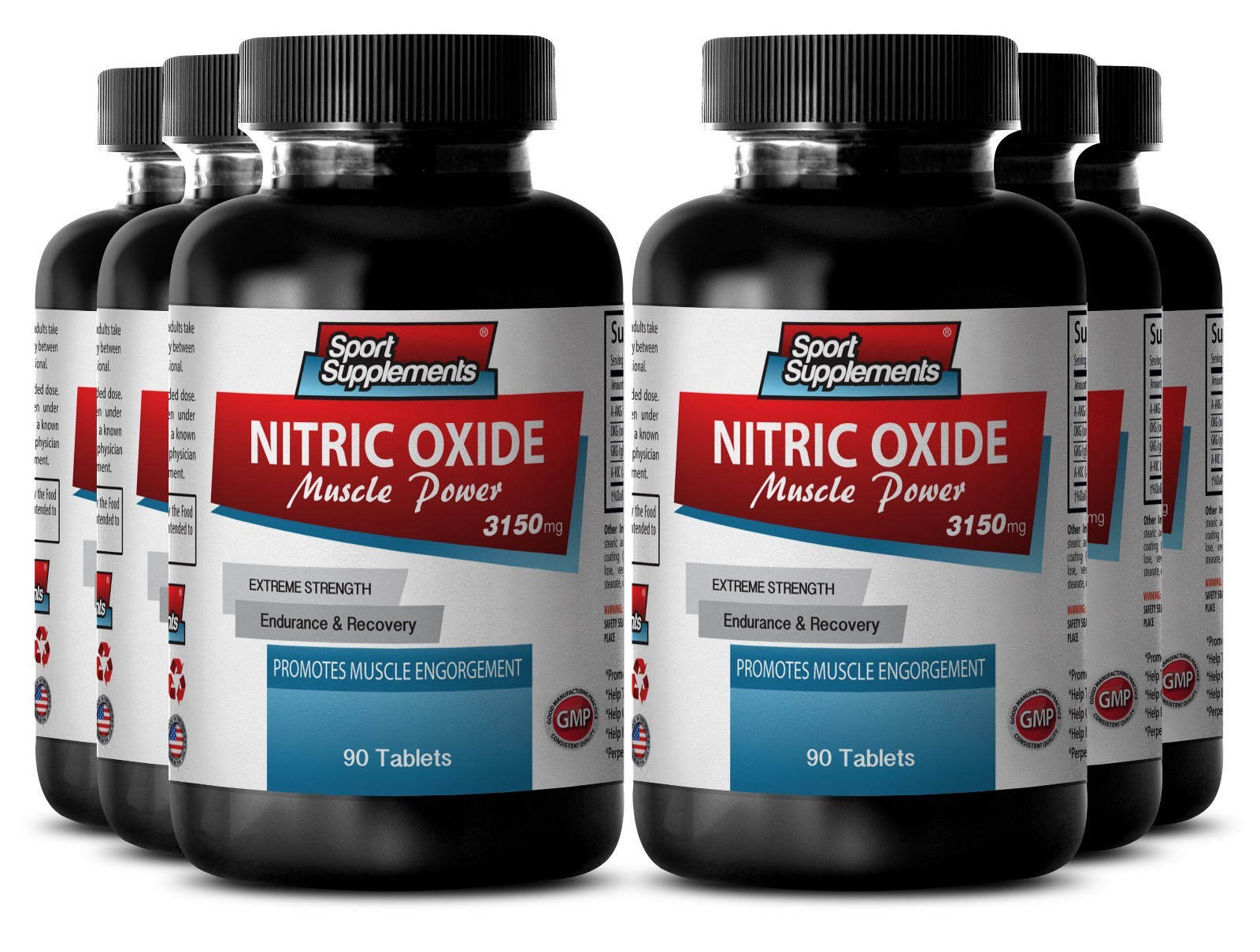 L-Arginine Supplement – Nitric Oxide Muscle Power 3150mg – Pre Workout Energy 6B