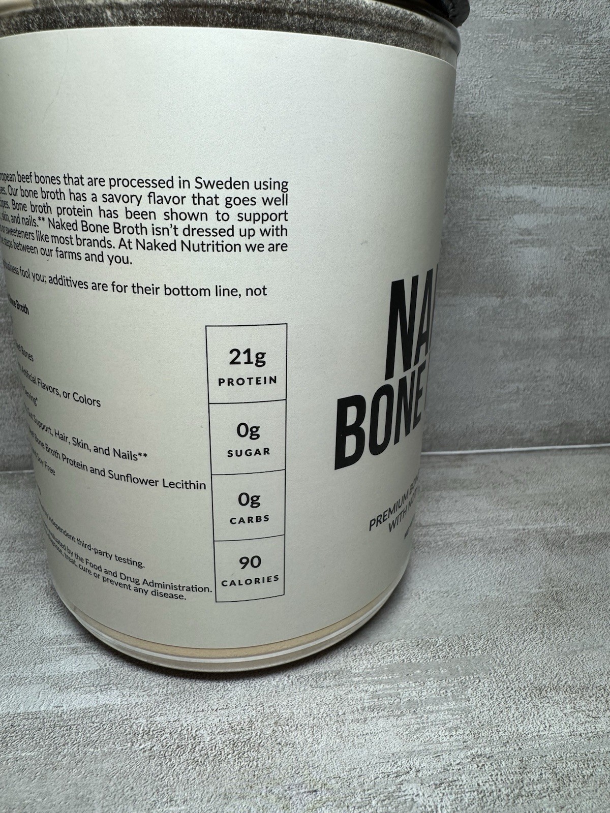Naked Nutrition Bone Broth Protein Powder Savory 1lb Dairy-Free Gluten-Free